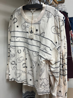 Easel western print top