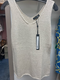 Charlie b metallic gold knit tank top