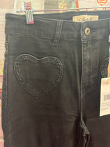 Charlie B wide leg heart pocket jeans charcoal black