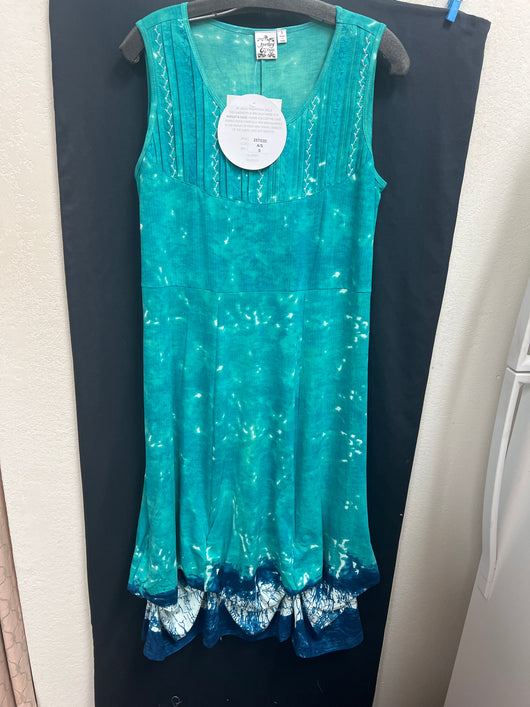 Parsley & Sage teal blue ice dye dress