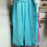 Toofan aqua linen pants button detail
