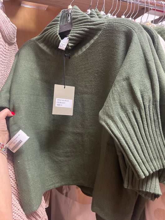 Rain & Rose Olive turtleneck sweater