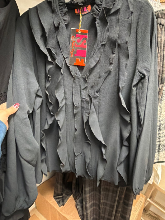 Isle Black Ruffle Blouse