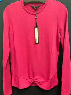 Charlie B magenta pink knot front l/s top