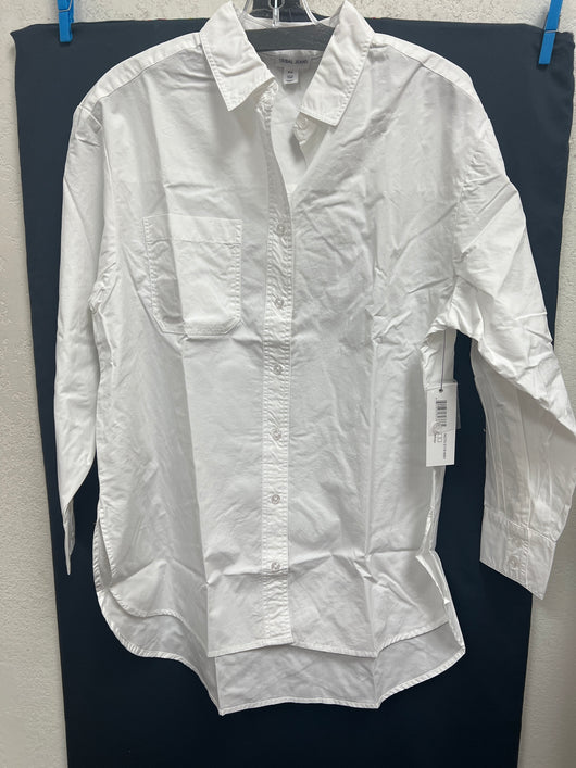 Tribal loose fit button up shirt white