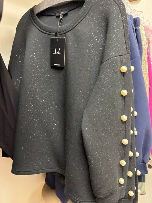 Joh black glitter pearl scuba top