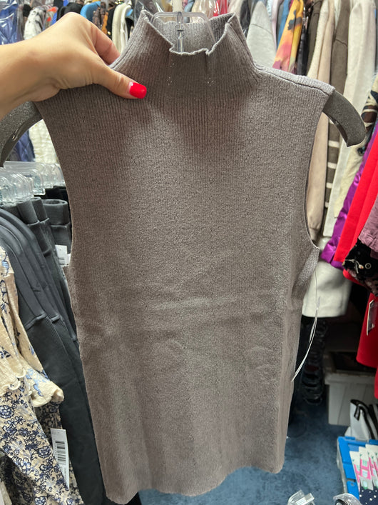 Tribal sleeveless mock neck grey
