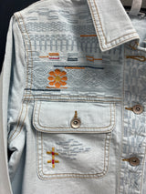 Tribal light wash denim stitched jacket