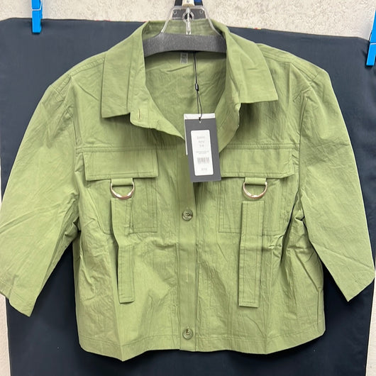 Gabby Isabella army green crop shacket