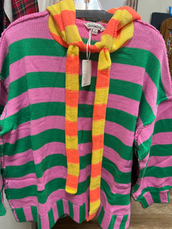 Davi & Dani multi stripe chunky sweater hoodie