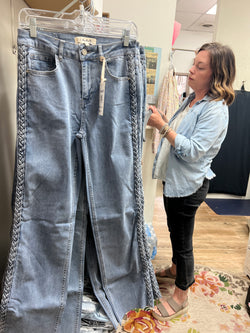 Charlie B light blue braided jeans