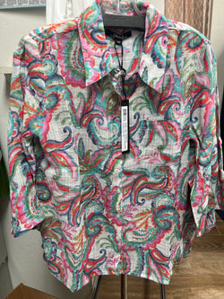 Charlie B carnival print gauze shirt