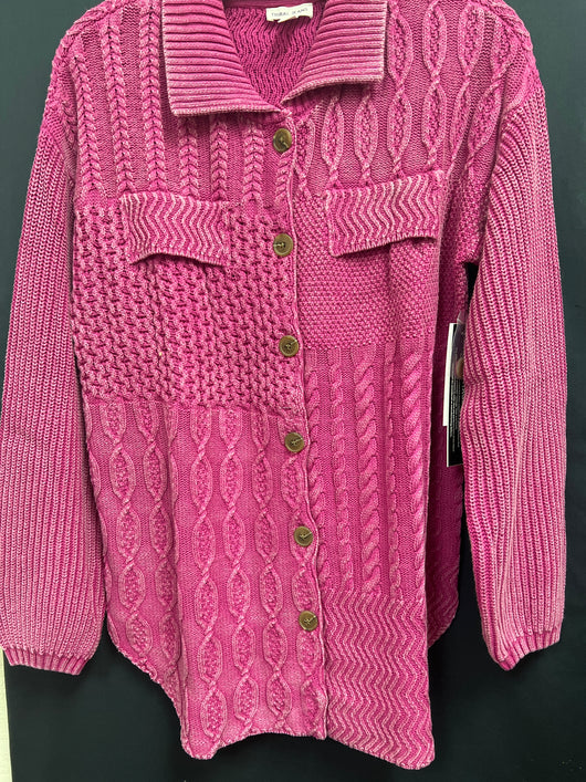 Tribal textured sweater shacket magenta haze
