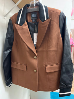 FDJ espresso mixed media blazer