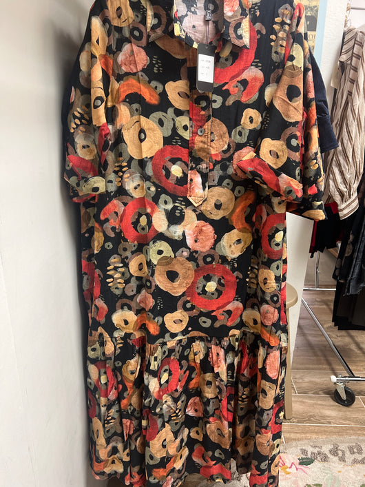 Lior black circles maxi dress