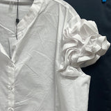 Spanner white button up ruffle sleeve top