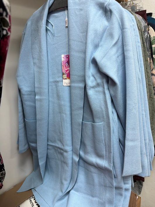 Papillon Lt Blue Knit Duster