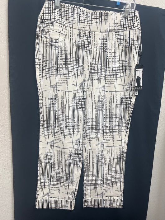 Charlie B pepper black & white pull on crop pant