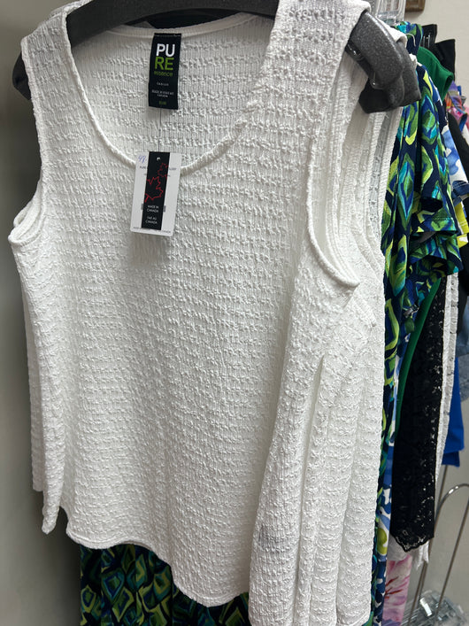 PURE white textured tank top