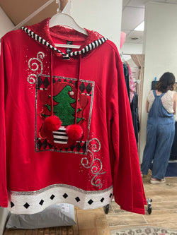 Berek sequin Christmas tree hoodie top