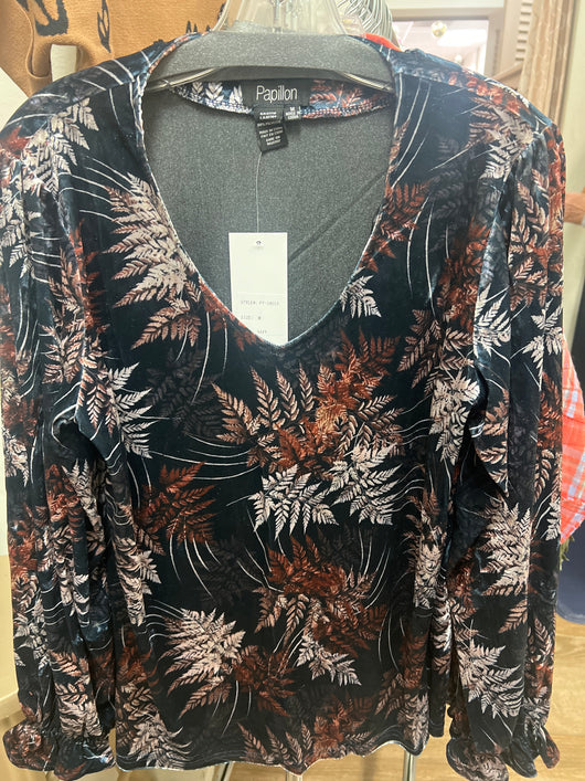 Papillon navy velvet top