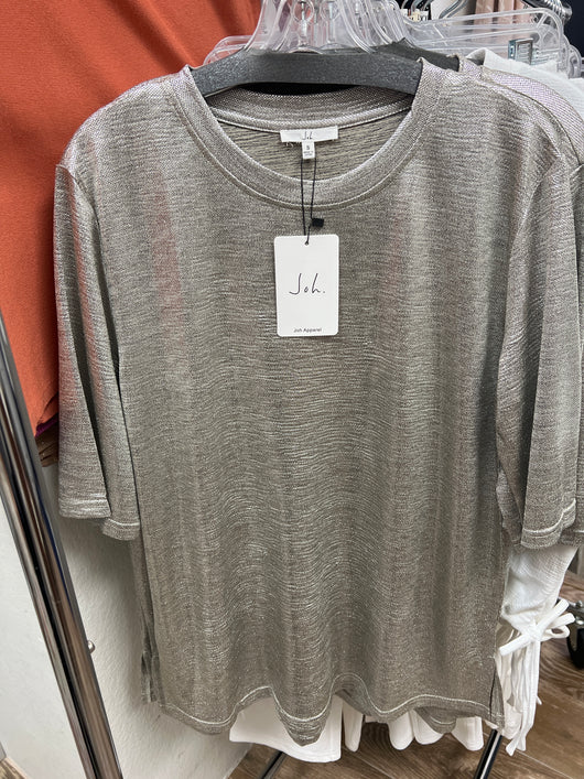 JOH metallic silver s/s top