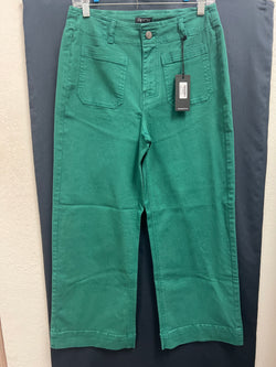 APNY forest green wide leg crop pants