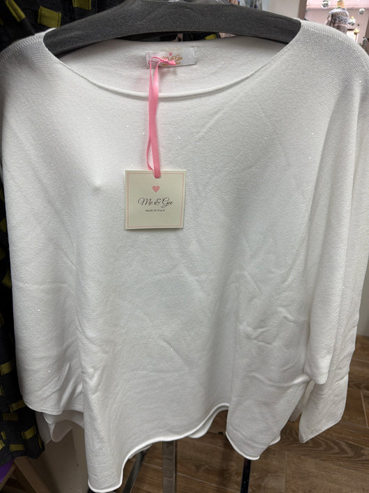 Me & Gee Winter White Sparkle Sweater - One Size