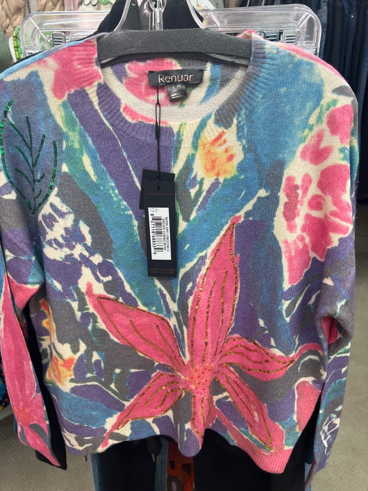 Renuar lightweight sweater w/ sequins orchid combo