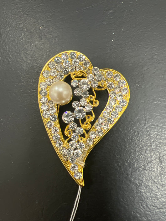 Lordane gold bling heart brooch