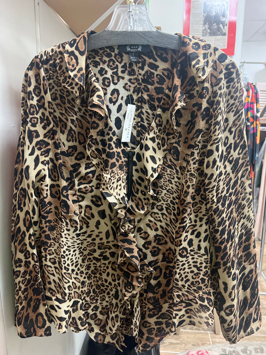 AZI leopard ruffle blouse