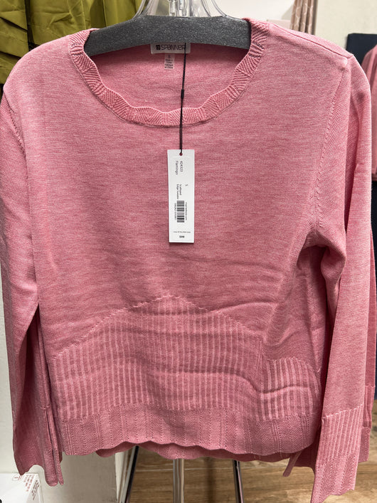 Spanner flamingo pink scallop edge sweater