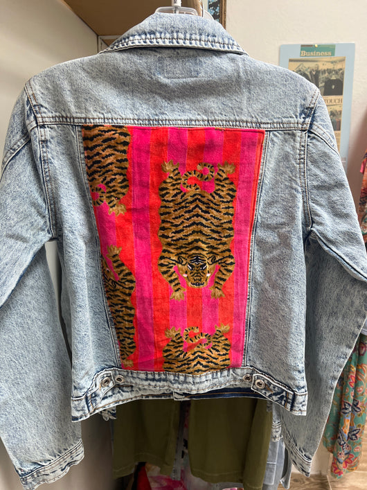 Camel threads velvet tiger denim jackets