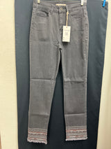 Charlie B grey embroidered skinny jeans