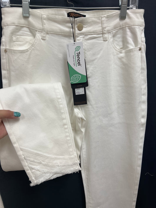 Renuar tencel skinny fray hem jeans crème