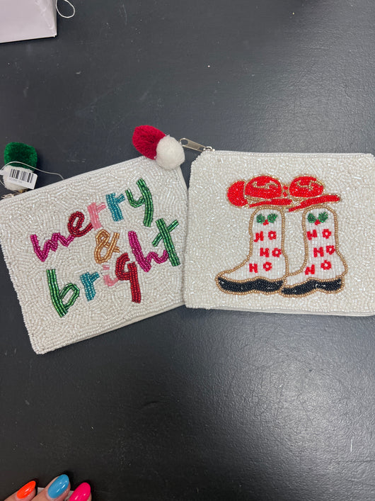 Christmas beaded pouches