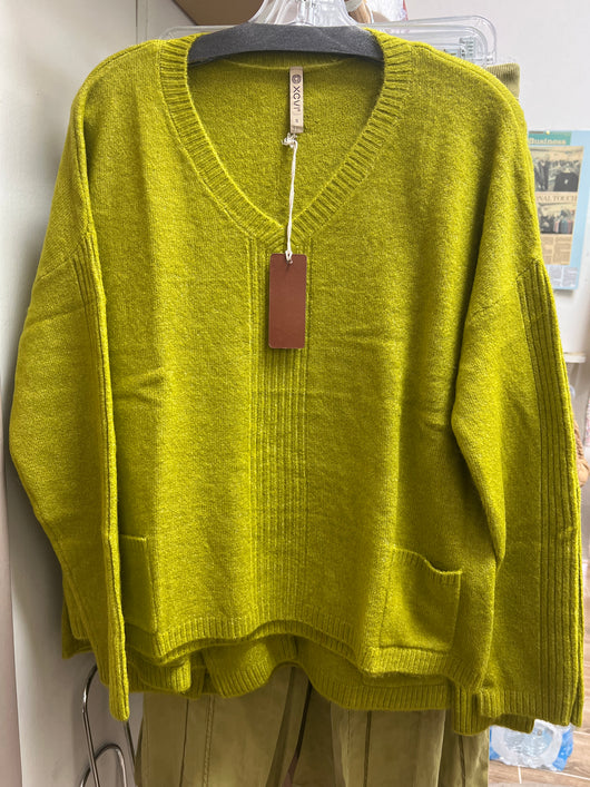 XCVI chartreuse v neck sweater