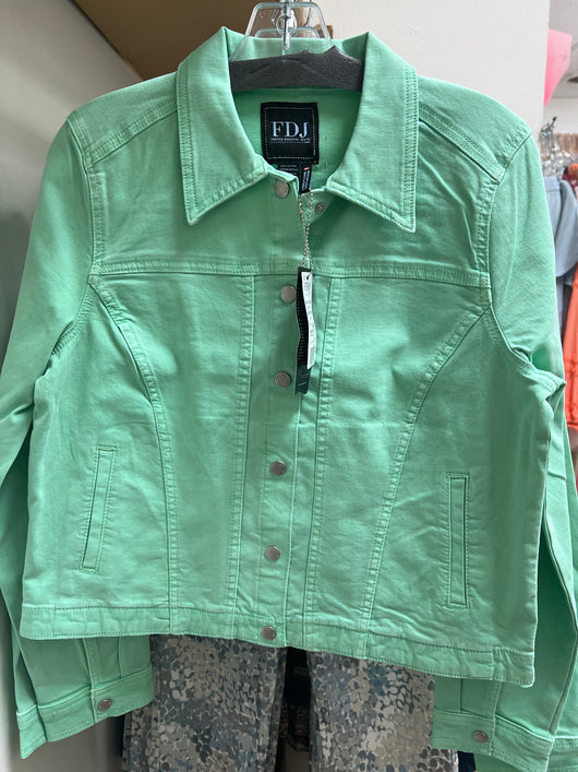 FDJ snap up denim jacket patina green
