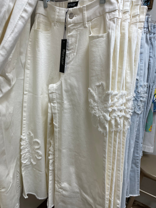Renuar crème flower jeans