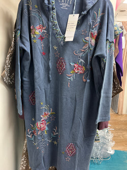 Caite & Kyla washed blue hoodie tai dress