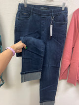 FDJ dark vintage pull on rhinestone jeans