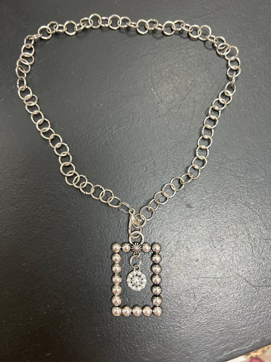 Silver rectangle necklace