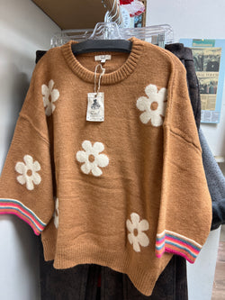 Easel camel floral sweater
