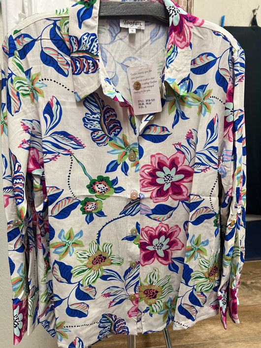 Toofan blue pink floral multi shirt