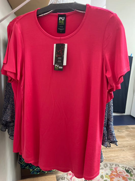 PURE crew neck top coral sunset