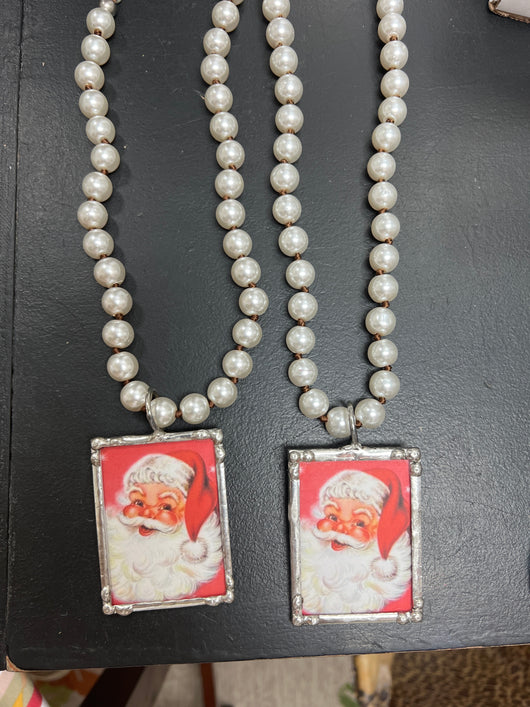 Pearl Santa pendant necklaces