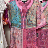 AZI pink blue rhinestone Olivia top
