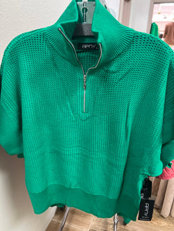 APNY emerald green mesh sweater