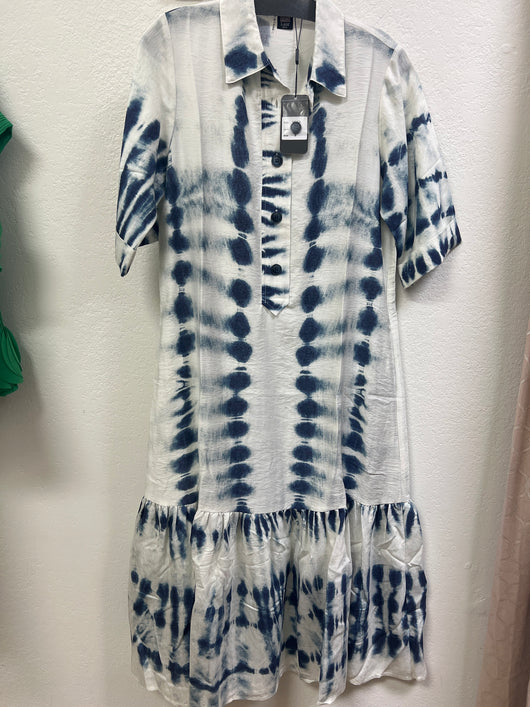 Lior white navy tie dye dress