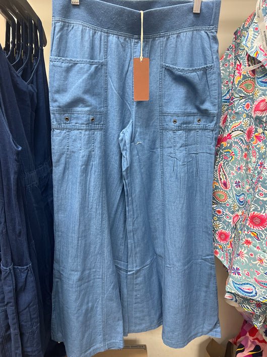 XCVI blue wide leg florentine pants